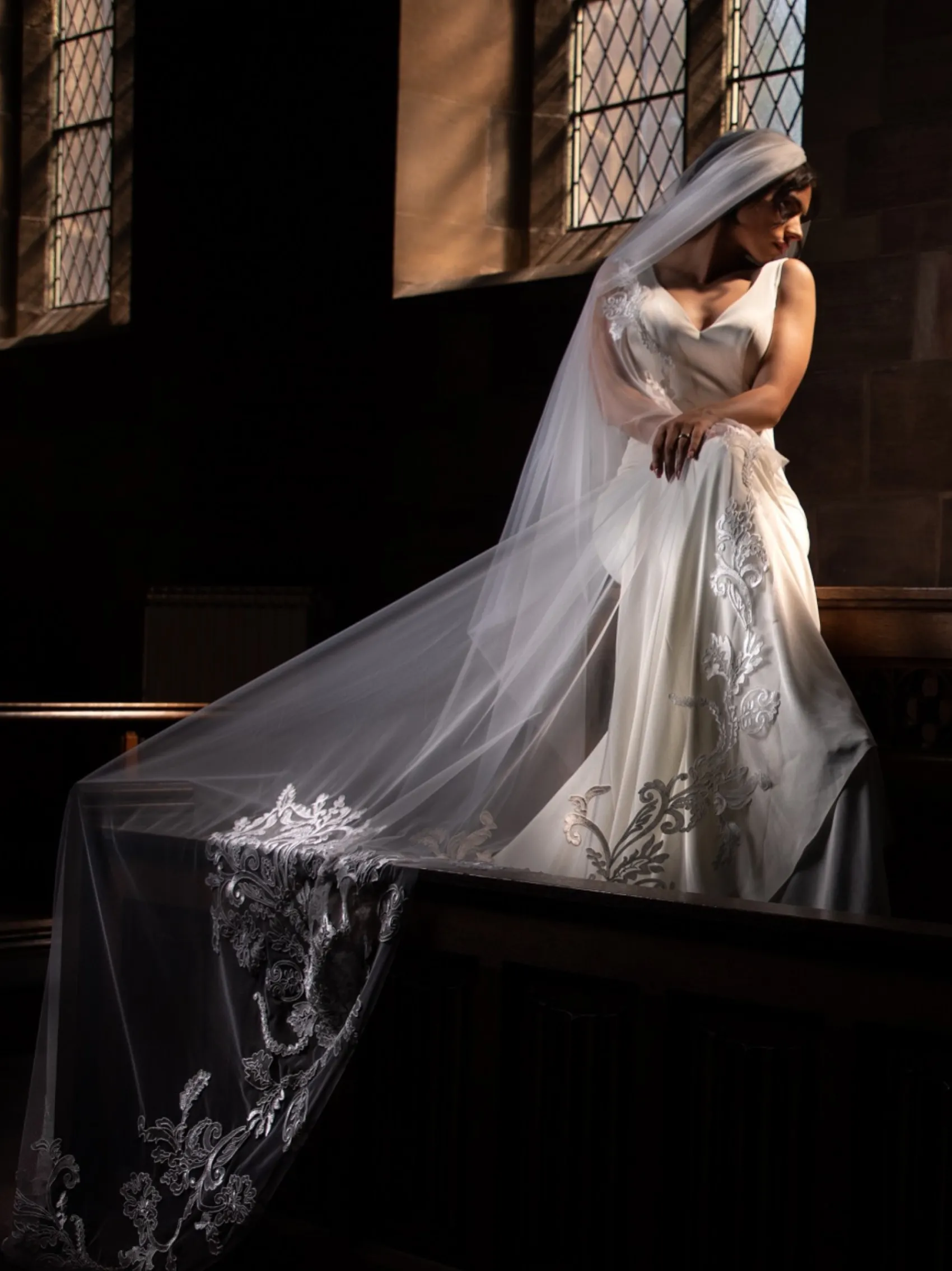 Perfect Bridal Single Tier Veils | Chapel Length & Cathedral Veils*Single Tier Ornate Lace Cathedral Veil Ivory
