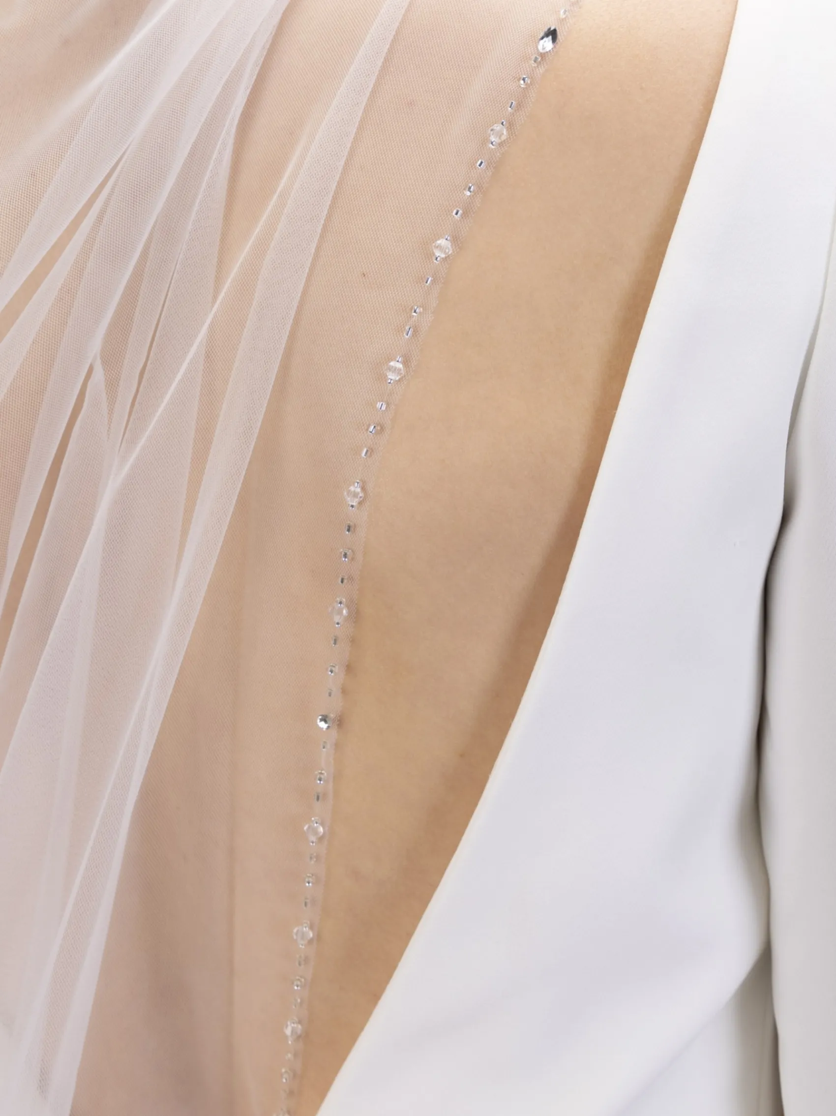 Perfect Bridal Single Tier Veils | Chapel Length & Cathedral Veils*Single Tier Beaded Edge Bridal Veil Ivory