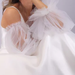 Perfect Bridal Wedding Dress Sleeves*Tulle Puff Sleeves Ivory