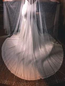 Perfect Bridal Two Tier Veils | Chapel Length & Cathedral Veils*Two Tier Heavily Embellished Pearl Cathedral Veil Ivory