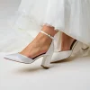 Perfect Bridal Wedding Shoes | Mid Heel*Liberty Satin Block Heel Ankle Strap Court Shoes Ivory