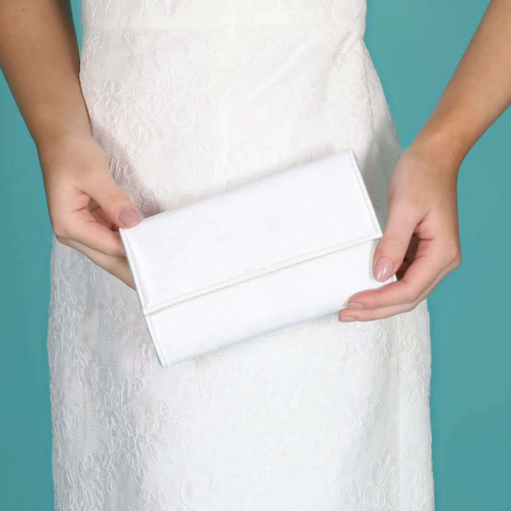 Perfect Bridal Wedding Handbags*Lola Dyeable Satin Clutch Bag Ivory