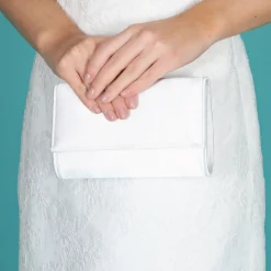 Perfect Bridal Wedding Handbags*Lola Dyeable Satin Clutch Bag Ivory