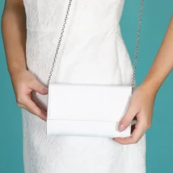 Perfect Bridal Wedding Handbags*Lola Dyeable Satin Clutch Bag Ivory