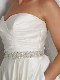 Perfect Bridal Wedding Dress Belts*Lola Pearl and Crystal Embellished Dress Belt Ivory/ Silver