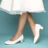 Perfect Bridal Wedding Shoes | Low Heel*Melanie Lace Block Heel Court Shoes (Wide Fit) Ivory
