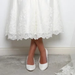 Perfect Bridal Wedding Shoes | Low Heel*Melanie Lace Block Heel Court Shoes (Wide Fit) Ivory