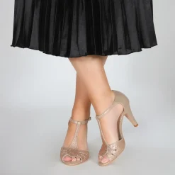 Perfect Bridal Party Shoes | Wedding Guest Shoes*Perla Crystal Embellished T-Bar Sandals Gold