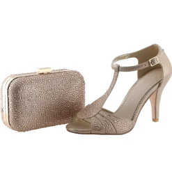 Perfect Bridal Party Shoes | Wedding Guest Shoes*Perla Crystal Embellished T-Bar Sandals Gold