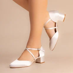 Perfect Bridal Mother Of The Bride Shoes | Wedding Shoes*Remi Satin Block Heel Courts (Wide Fit) Ivory
