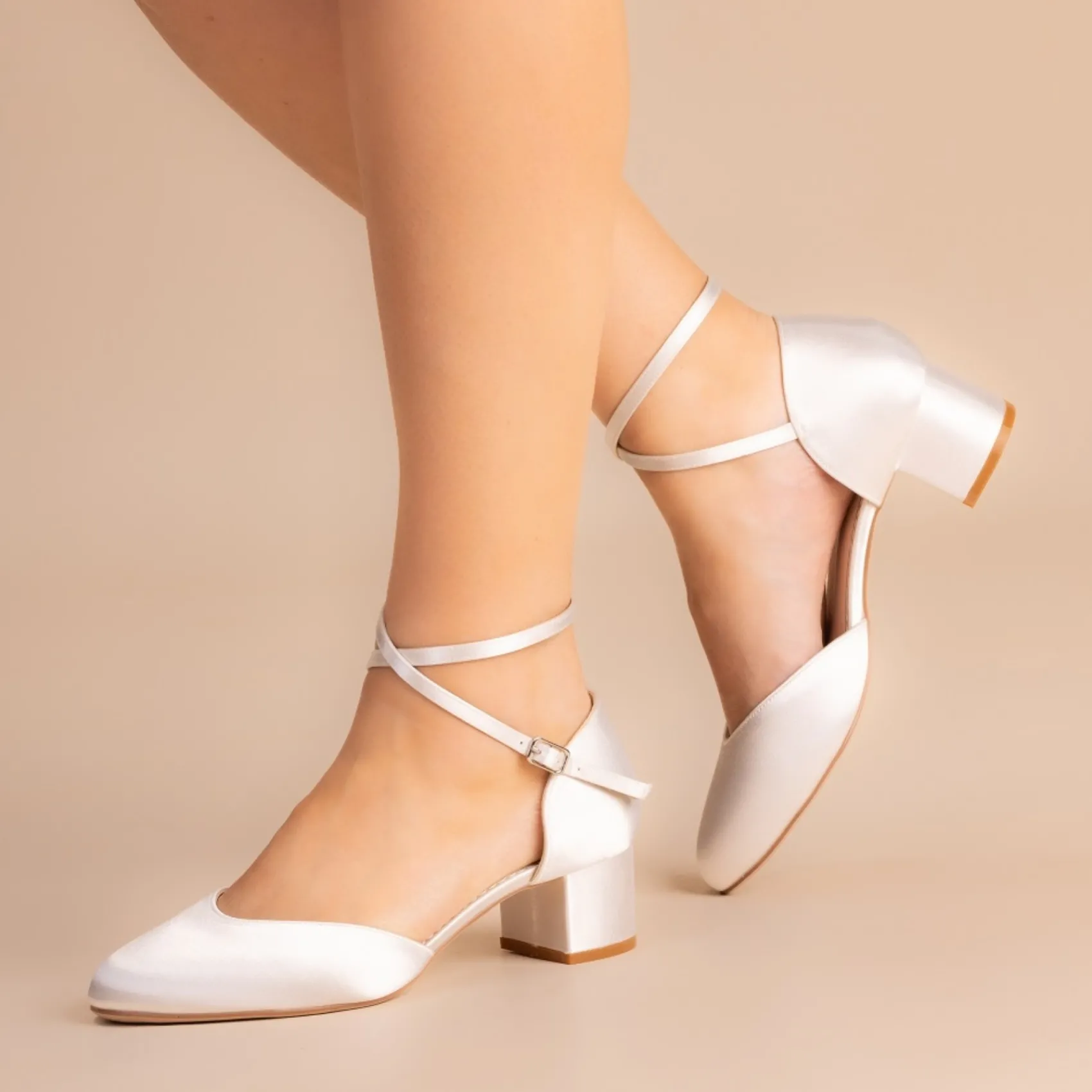 Perfect Bridal Mother Of The Bride Shoes | Wedding Shoes*Remi Satin Block Heel Courts (Wide Fit) Ivory