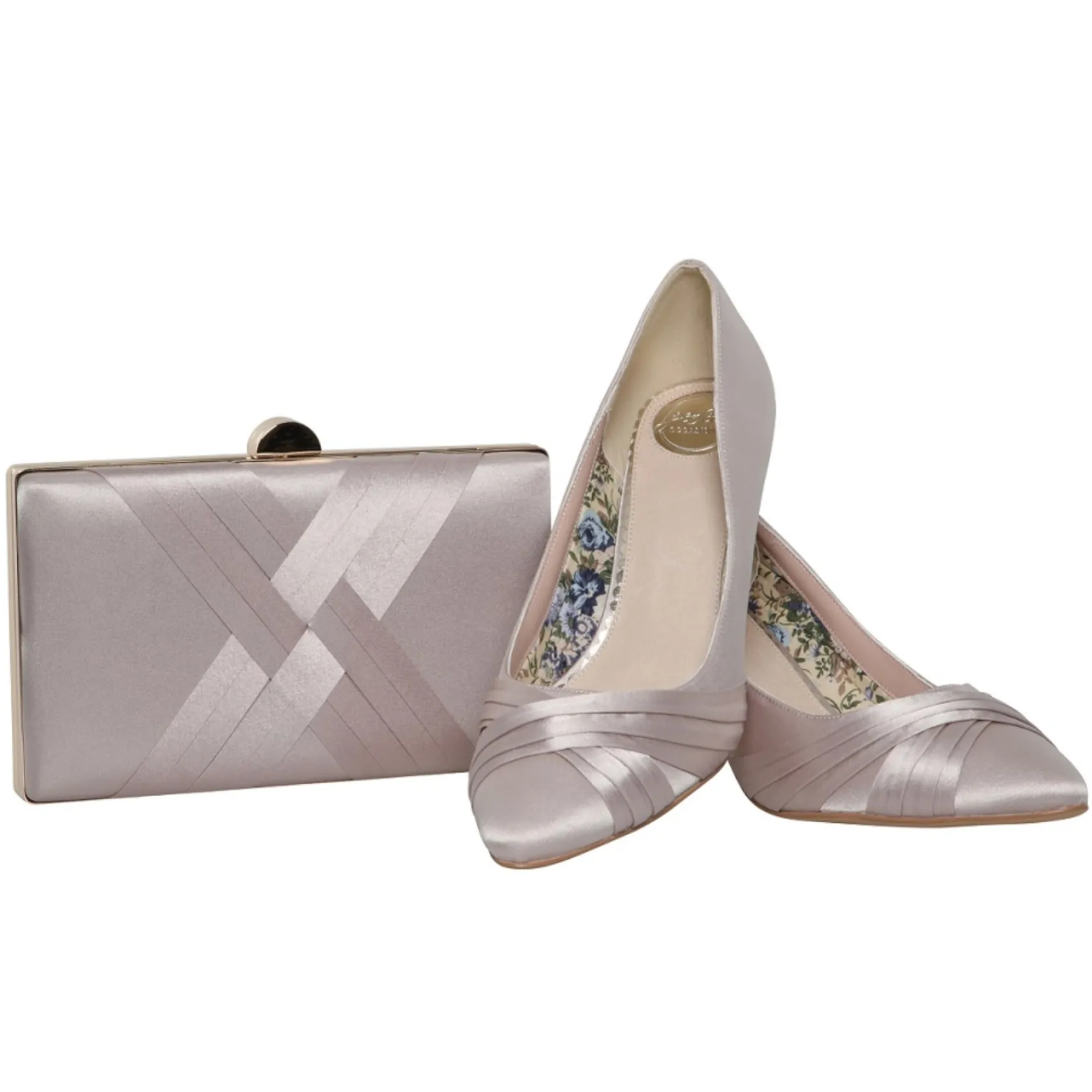 Perfect Bridal Wedding Guest Shoes | Mother Of The Bride Shoes*Sally Satin Mid Heel Court Shoes Taupe