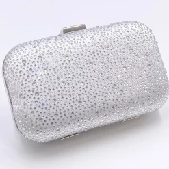 Perfect Bridal Prom Bags | Occasion Handbags*Sammy Crystal Studded Clutch Bag Silver