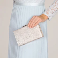 Perfect Bridal Prom Bags | Occasion Handbags*Sorrel Sparkly Diamante Box Clutch Taupe