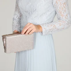 Perfect Bridal Prom Bags | Occasion Handbags*Sorrel Sparkly Diamante Box Clutch Taupe