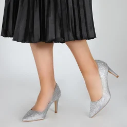 Perfect Bridal Sparkly Prom Shoes | Silver Prom Shoes*Stara Crystal Embellished Pointed Courts Silver