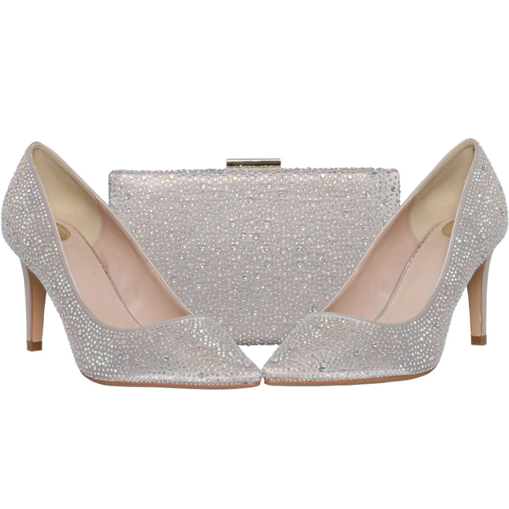 Perfect Bridal Sparkly Prom Shoes | Prom Shoes*Stara Crystal Embellished Pointed Courts Taupe