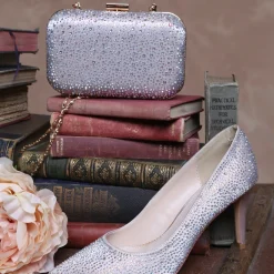 Perfect Bridal Sparkly Prom Shoes | Prom Shoes*Stara Crystal Embellished Pointed Courts Taupe