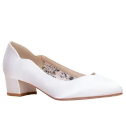 Perfect Bridal Mother Of The Bride Shoes | Wedding Shoes*Sutton Dyeable Satin Low Block Heel Court Shoes Ivory