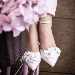 Perfect Bridal Mother Of The Bride Shoes | Wedding Shoes*Valentina Leather Floral Ankle Strap Court Shoes Ivory