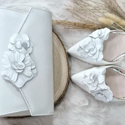 Perfect Bridal Mother Of The Bride Shoes | Wedding Shoes*Valentina Leather Floral Ankle Strap Court Shoes Ivory