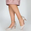 Perfect Bridal Sparkly Prom Shoes | Prom Shoes*Xena Crystal Embellished Ankle Strap Court Shoes Taupe
