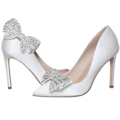 Perfect Bridal Bride Gifts | Shoe Jewellery*Zinnia Crystal Embellished Large Bow Shoe Clips Ivory
