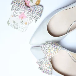 Perfect Bridal Bride Gifts | Shoe Jewellery*Zinnia Crystal Embellished Large Bow Shoe Clips Ivory