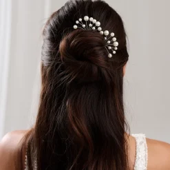 Lace & Favour Bridesmaid Gifts | Bride Gifts*Polly Ivory Pearl Spray Wedding Hair Pin Ivory/ Silver
