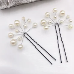 Lace & Favour Bridesmaid Gifts | Bride Gifts*Polly Ivory Pearl Spray Wedding Hair Pin Ivory/ Silver