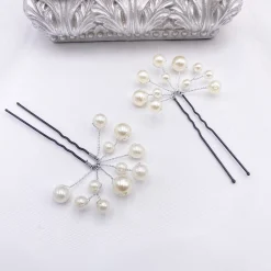 Lace & Favour Bridesmaid Gifts | Bride Gifts*Polly Ivory Pearl Spray Wedding Hair Pin Ivory/ Silver