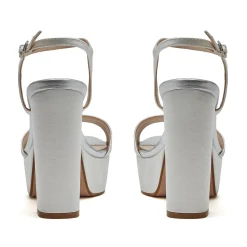 Rainbow Club White Prom Shoes | Prom Sandals*R Collection Jasmine Satin High Block Heel Chunky Platforms Ivory