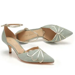 Rachel Simpson Wedding Guest Shoes | Mother Of The Bride Shoes*Anais Suede Low Heel Ankle Strap Court Shoes Mint