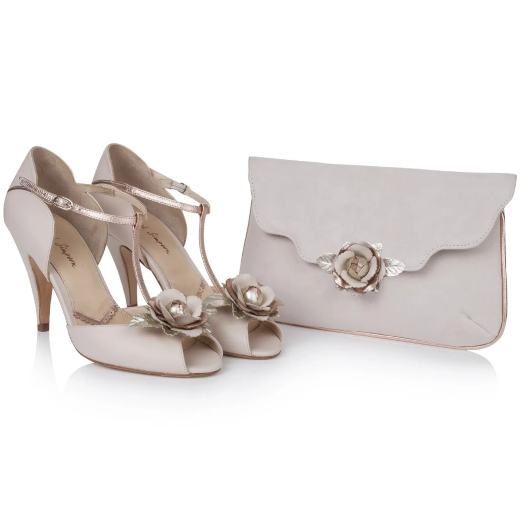 Rachel Simpson Wedding Shoes | Designer Wedding Shoes*Gabriella Leather T-Bar Wedding Shoes Blush Ivory