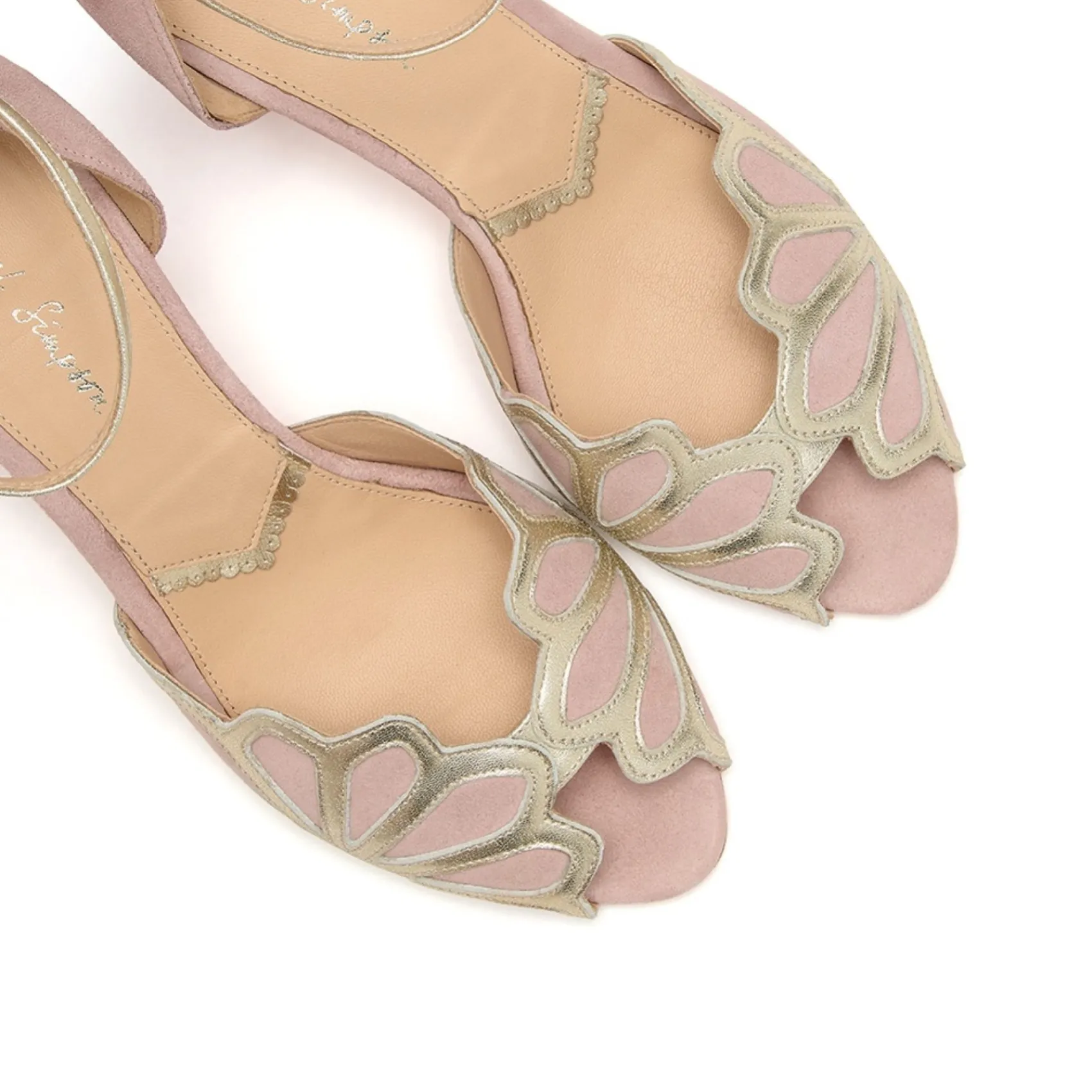 Rachel Simpson Wedding Guest Shoes | Mother Of The Bride Shoes*Isadora Suede Low Heel Ankle Strap Sandals Powder Pink