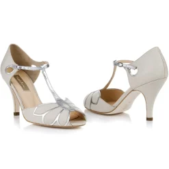 Rachel Simpson Wedding Shoes | High Heel*Mimosa Leather Vintage T-Bar Wedding Shoes Ivory