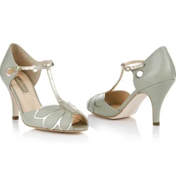 Rachel Simpson Wedding Shoes | Designer Wedding Shoes*Mimosa Leather Vintage T-Bar Wedding Shoes Mint