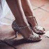 Rachel Simpson Wedding Guest Shoes | Wedding Shoes*Mimosa Quartz Glitter Vintage T-Bar Shoes Rose Quartz