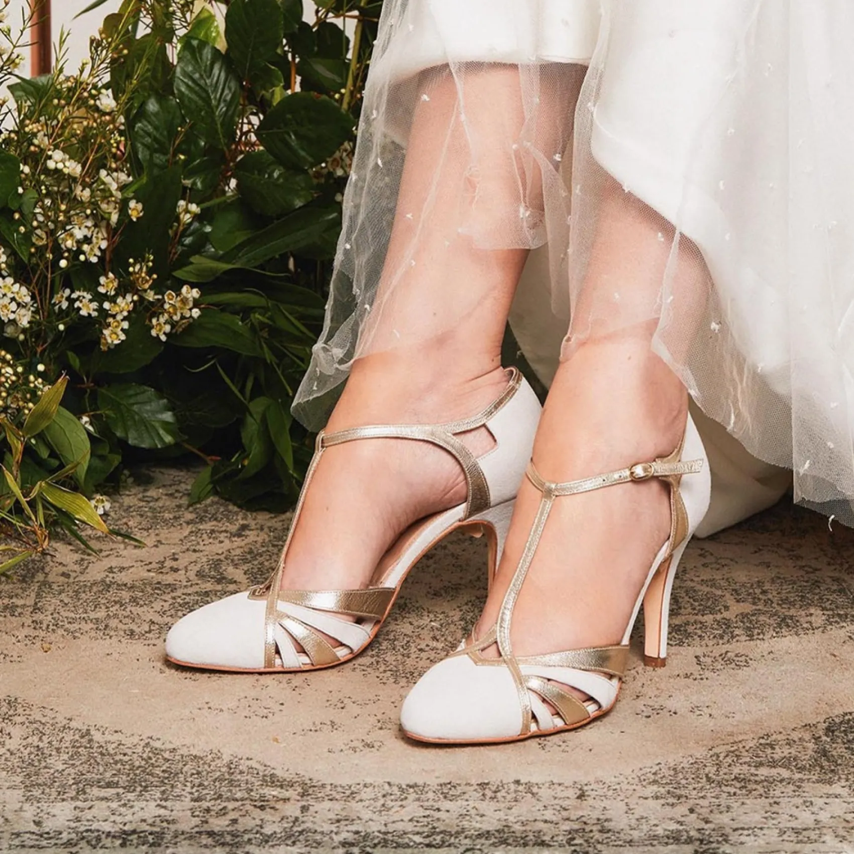 Rachel Simpson Wedding Guest Shoes | Wedding Shoes*Paloma Suede Vintage T-Bar Shoes Ivory