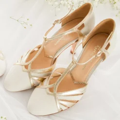 Rachel Simpson Wedding Guest Shoes | Wedding Shoes*Paloma Suede Vintage T-Bar Shoes Ivory