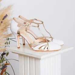 Rachel Simpson Wedding Guest Shoes | Wedding Shoes*Paloma Suede Vintage T-Bar Shoes Ivory