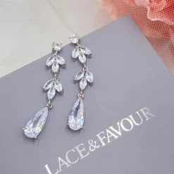 Lace & Favour Silver Prom Jewellery | Prom Earrings*Radiance Long Cubic Zirconia Drop Earrings Silver