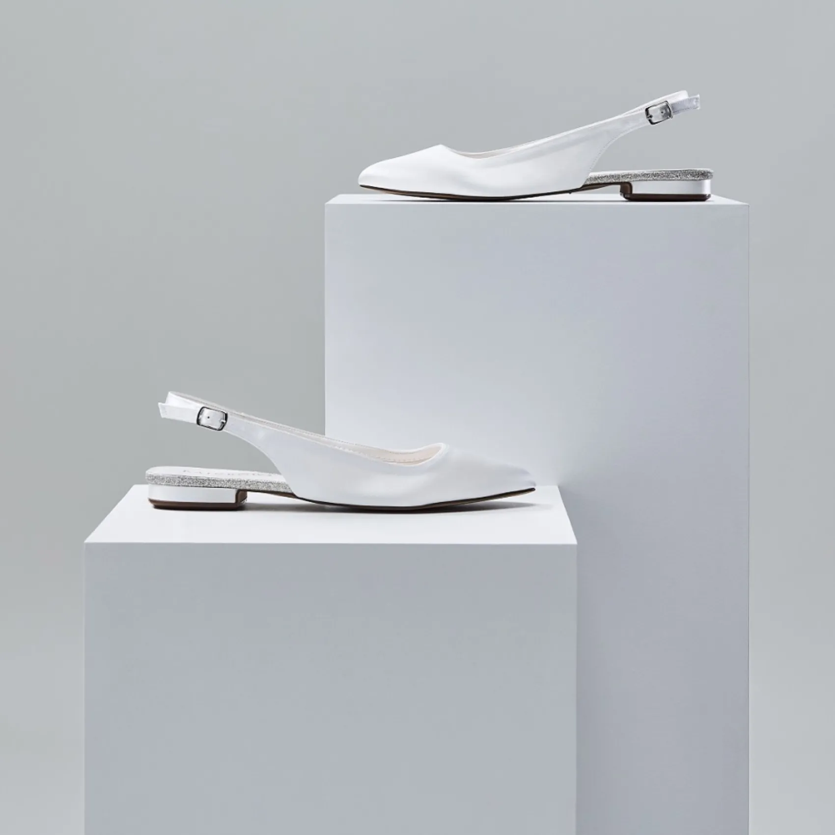 Rainbow Club Bridesmaid Shoes | Wedding Shoes*Alise Dyeable Ivory Satin Slingback Pointed Pumps Ivory/ Silver