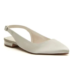 Rainbow Club Bridesmaid Shoes | Wedding Shoes*Alise Dyeable Ivory Satin Slingback Pointed Pumps Ivory/ Silver