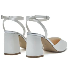 Rainbow Club Wedding Guest Shoes | Wedding Shoes*Aria Dyeable Satin Slingback Ankle Strap Block Heel Ivory