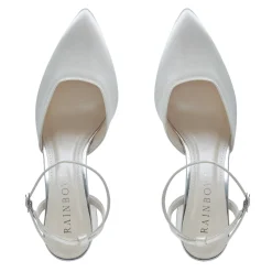 Rainbow Club Wedding Guest Shoes | Wedding Shoes*Aria Dyeable Satin Slingback Ankle Strap Block Heel Ivory