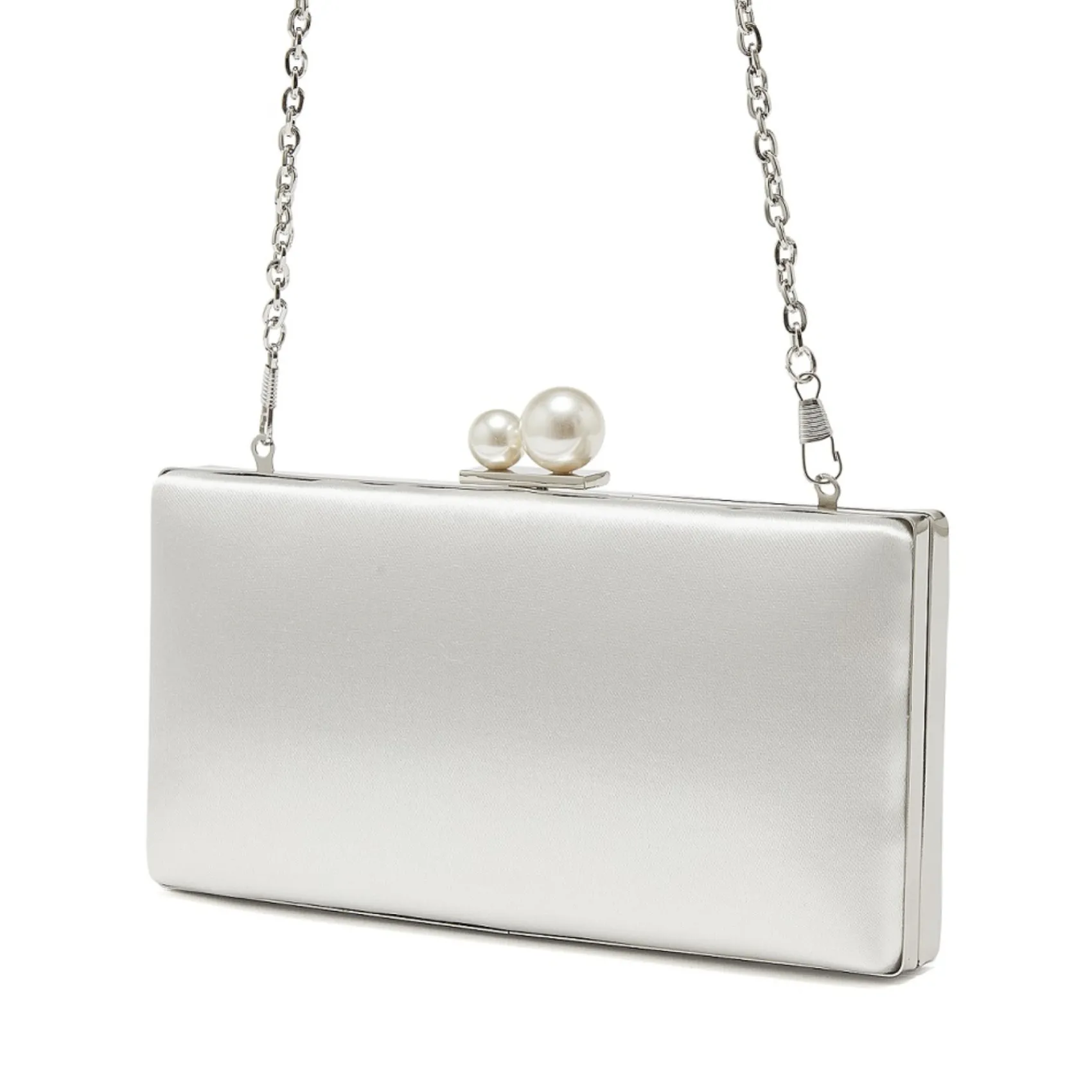 Rainbow Club Wedding Handbags*Beau Satin Box Clutch Bag with Pearl Clasp Ivory