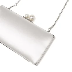 Rainbow Club Wedding Handbags*Beau Satin Box Clutch Bag with Pearl Clasp Ivory