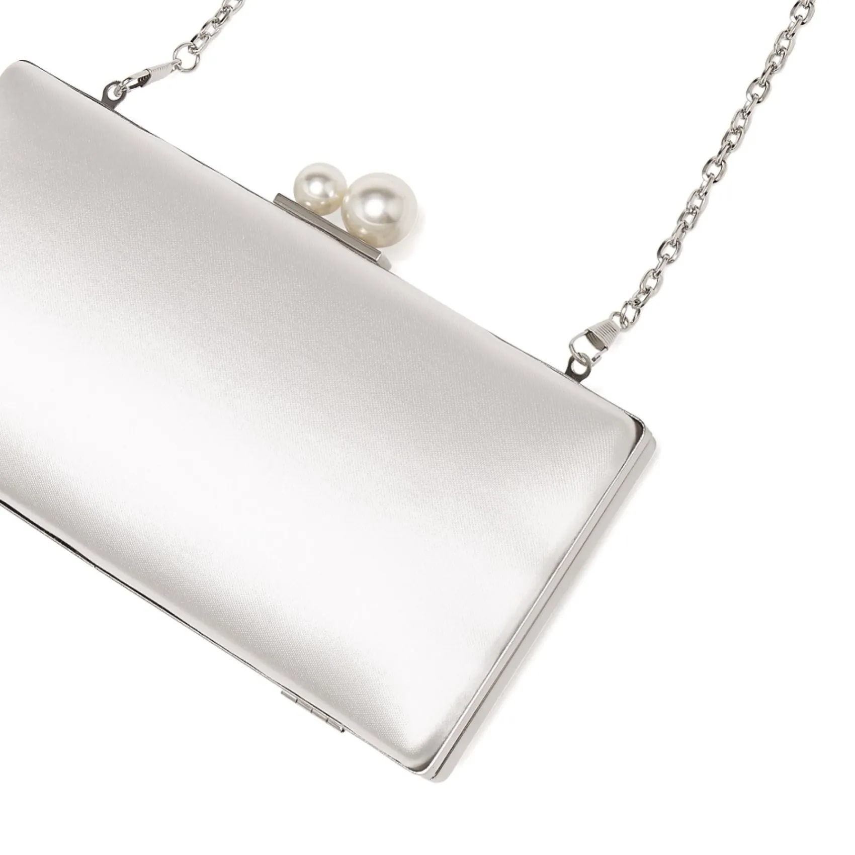 Rainbow Club Wedding Handbags*Beau Satin Box Clutch Bag with Pearl Clasp Ivory