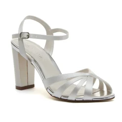 Rainbow Club Wedding Guest Shoes | Bridesmaid Shoes*Blake Dyeable Satin Block Heel Strappy Sandals Ivory